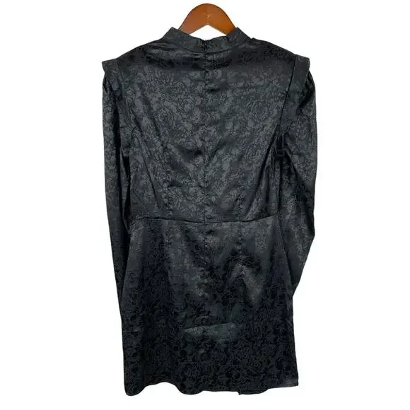 Nasty Gal Dress Grow The Extra Mile Black Satin Jacquard Mini Party Women's 6 - Picture 8 of 10